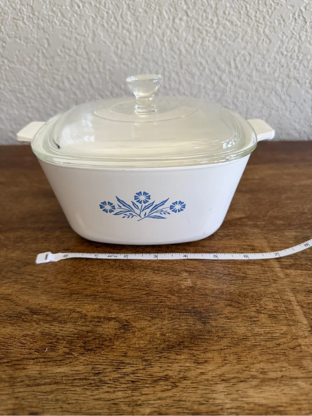 Vintage Corning Ware Lot Of 2 Square Dishes Blue Cornflower P-1 3/4B, P-43B Lid